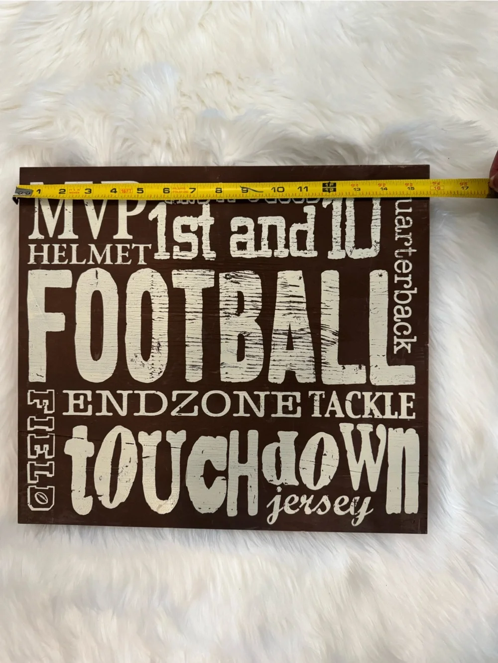 Distressed Wood Football Word Art Sign Wall Decor 16x14